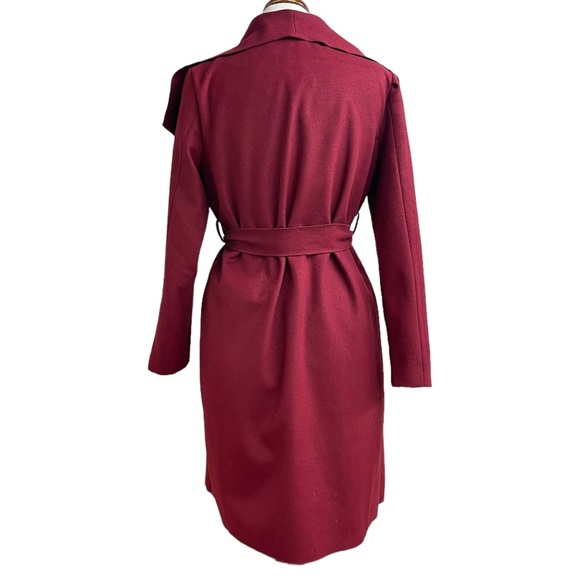 Chicwish Free Myself wool blend deep red belted coat medium - Picture 3 of 10